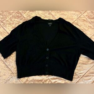 Torrid Black Button-Up Cropped Cardigan